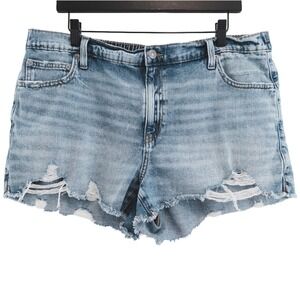 Aerie Denim Cutoff Shorts Women XL Blue High Rise Elastic Back Distressed Summer